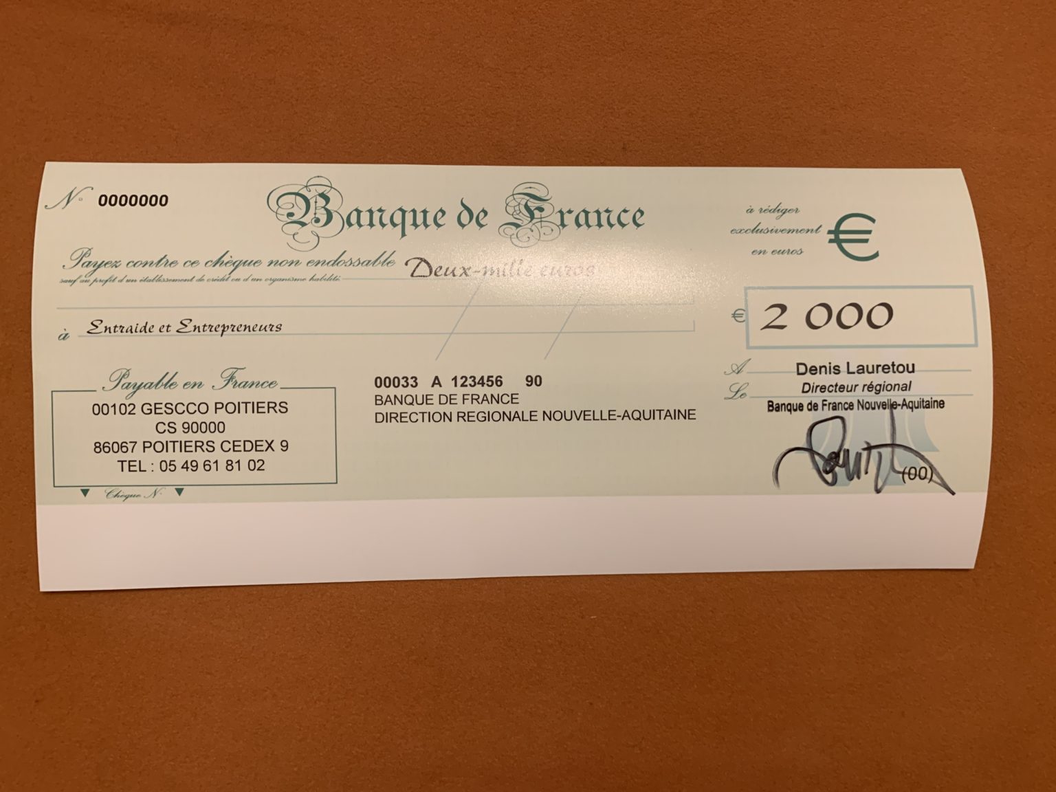 REMISE DE CHÈQUE DE LA BANQUE DE FRANCE - Reprenez votre envol